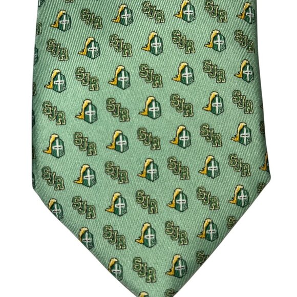 Vineyard Vines NEW NIB custom green Christian Church Cross school 100% silk tie - Picture 3 of 4